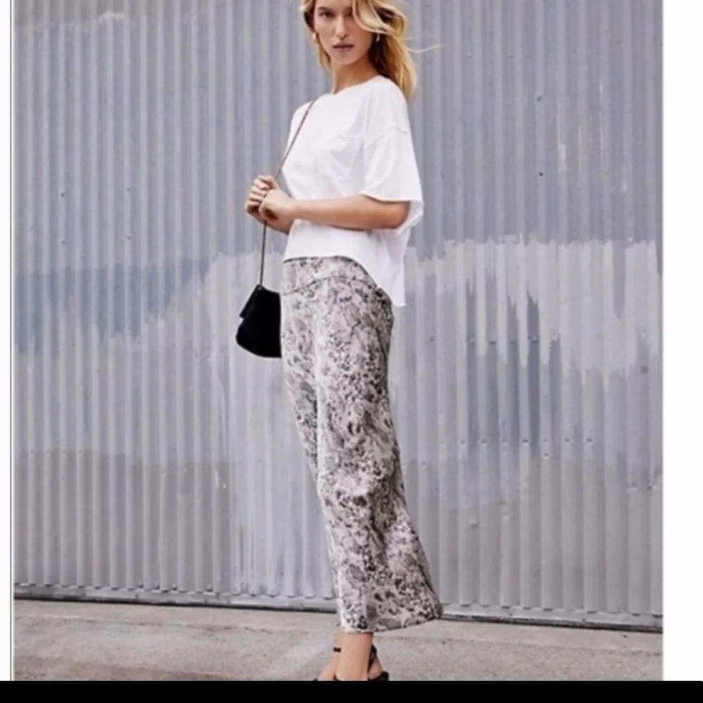 Free People Normani Grey Satin Snakeprint Ankle Midi Skirt Grunge Size‎ 4